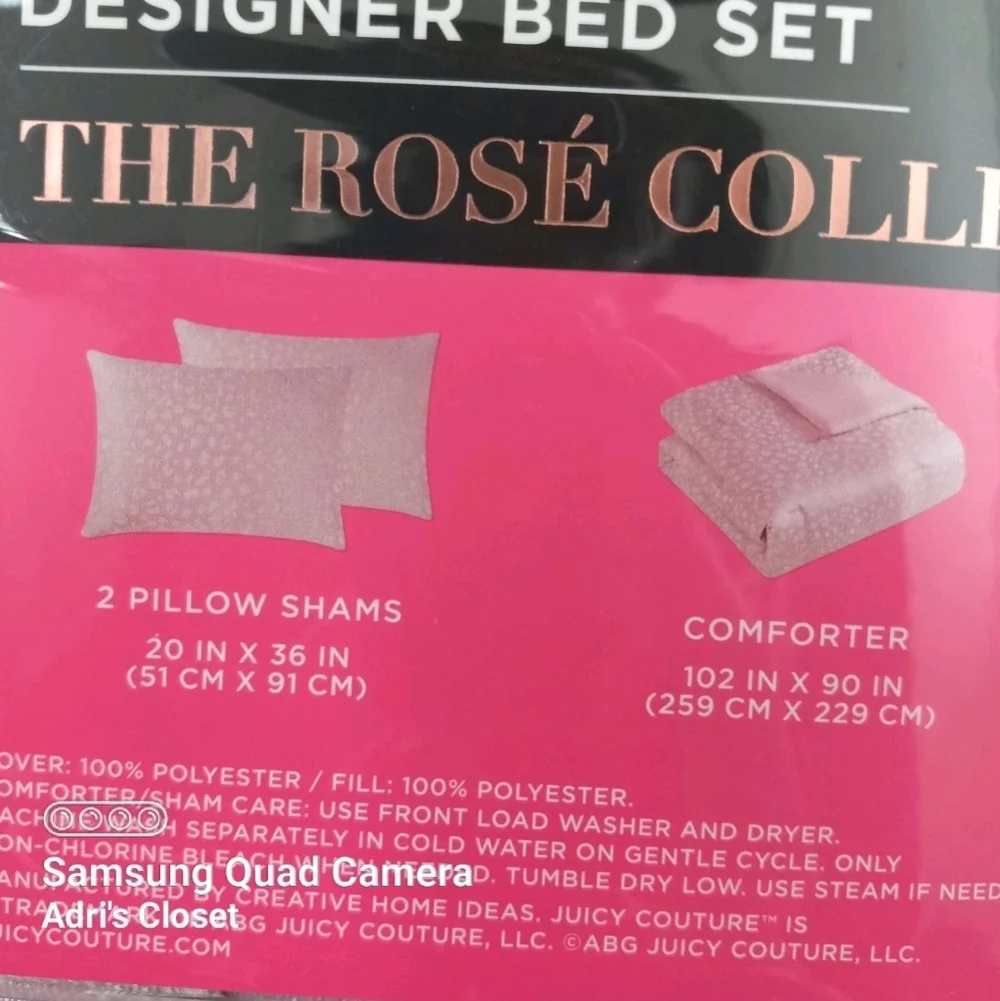 Juicy Couture Rose Collection King Pink Jacquard Animal Print 5Pc Bed Set NWT